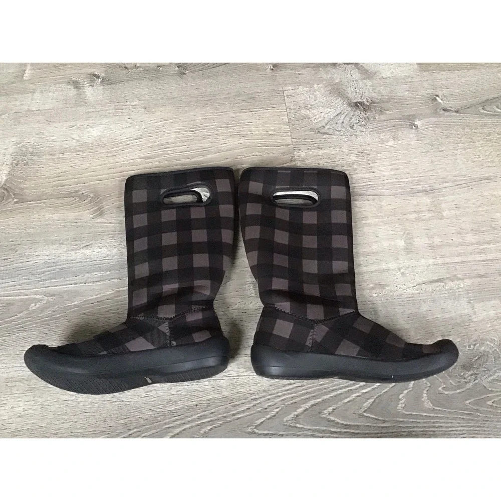 Bogs Summit Buffalo Womens Size 6 Light Weight Waterproof Boots Black Grey Plaid